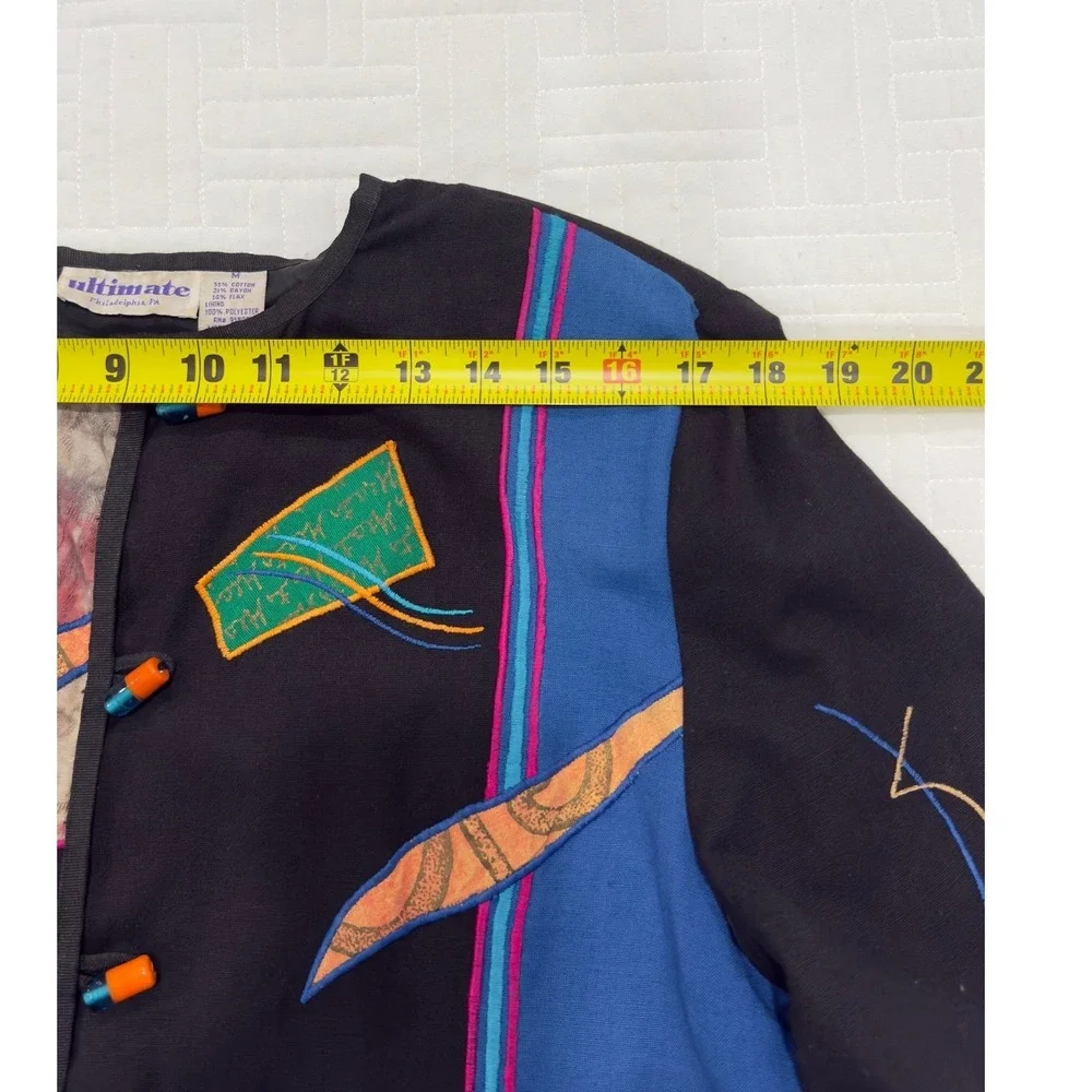Vintage Ultimate Philadelphia Art‎ Patchwork Embroidered Jacket Womens M